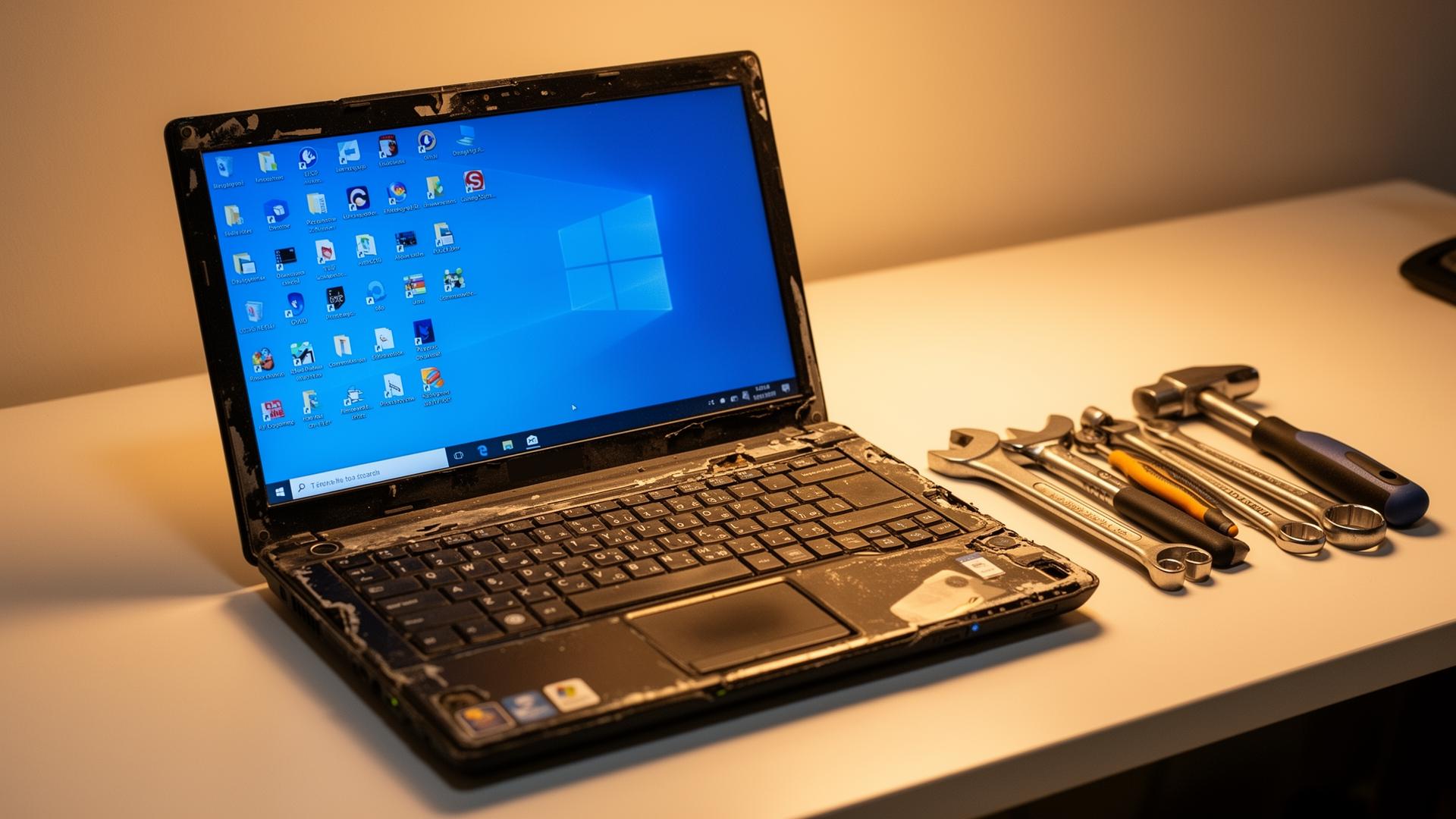 Repaired laptop powered on after professional computer repair service in Alexandria, VA