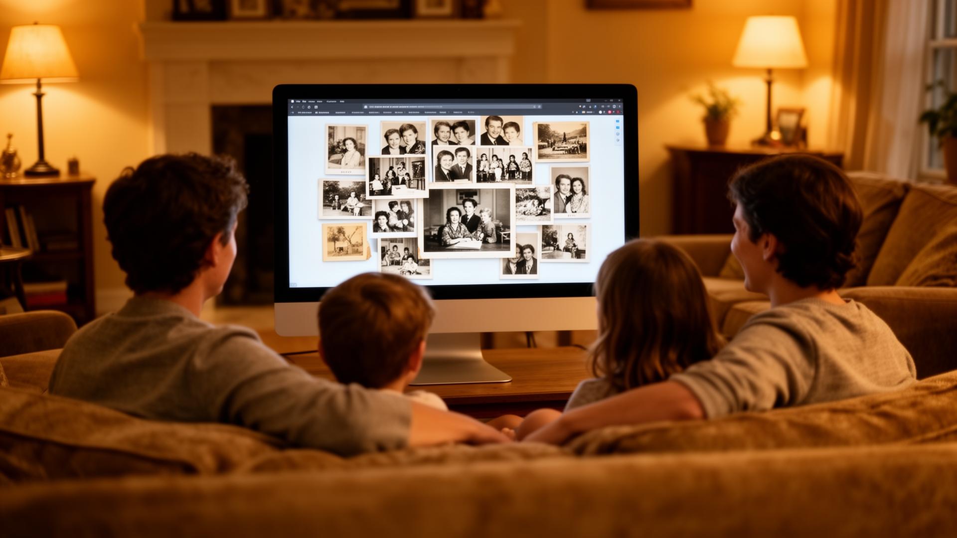 Family viewing recovered photos and files after data recovery in Alexandria, VA