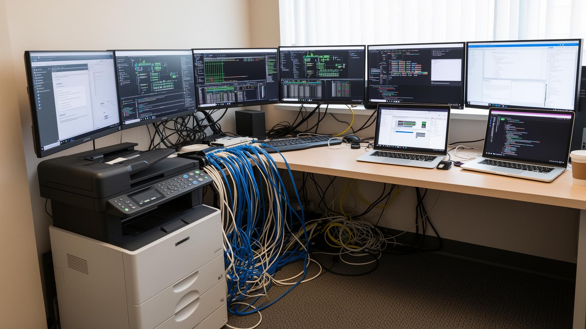 Small office with networked devices and secure business network in Northern Virginia