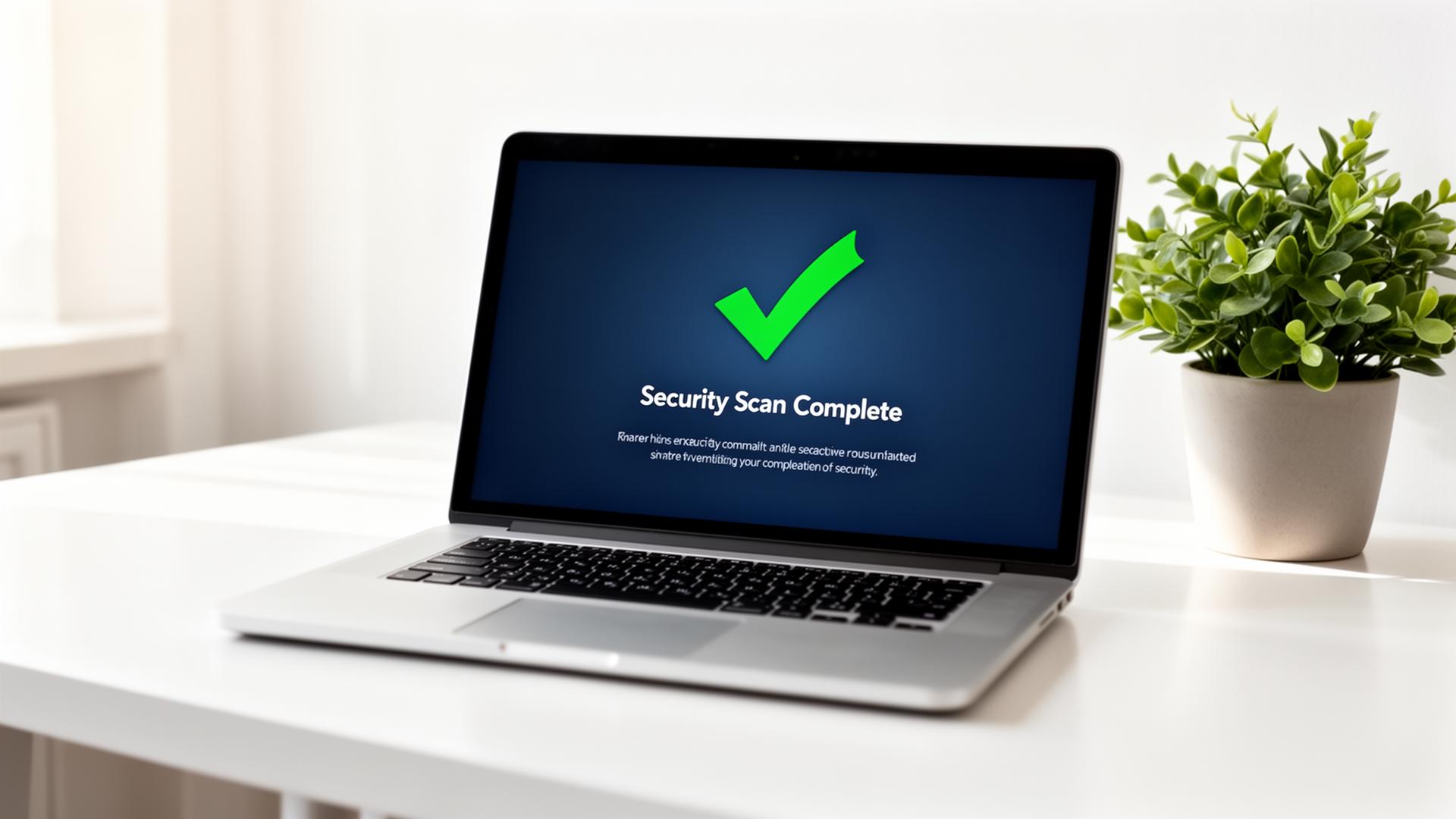 Laptop showing completed security scan after malware removal in Alexandria, VA