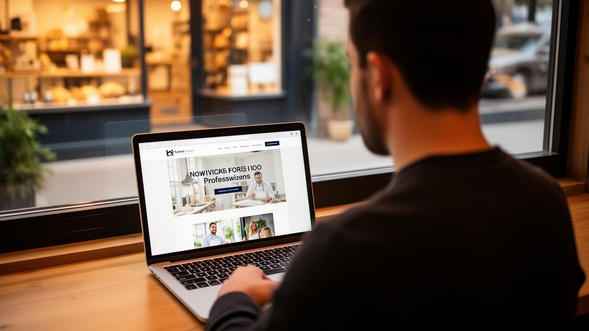 Small business owner reviewing their professional website built by Mount Vernon Computers