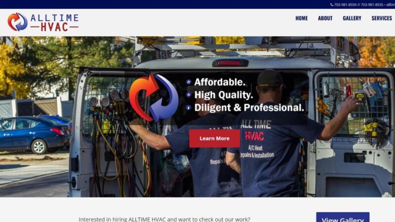 ALLTIME HVAC website homepage
