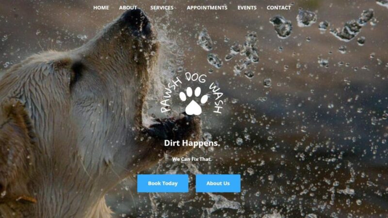 Pawsh Dog Wash website homepage