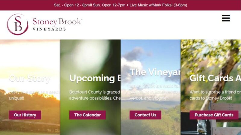 Stoney Brook Vineyards website homepage