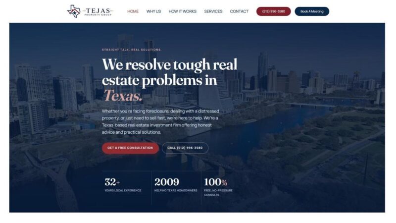 Tejas Property Group website homepage