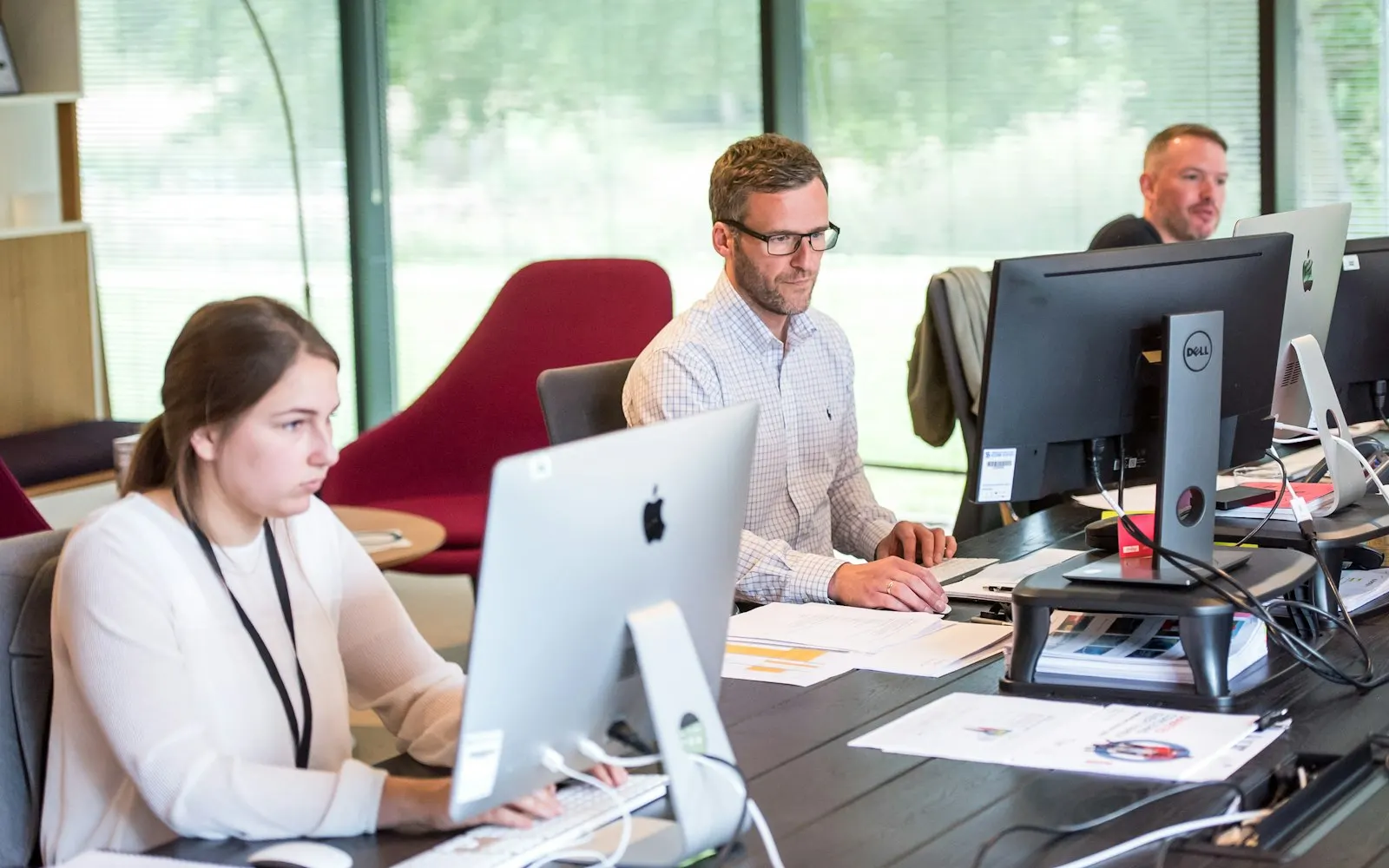 Small office team working at their computers