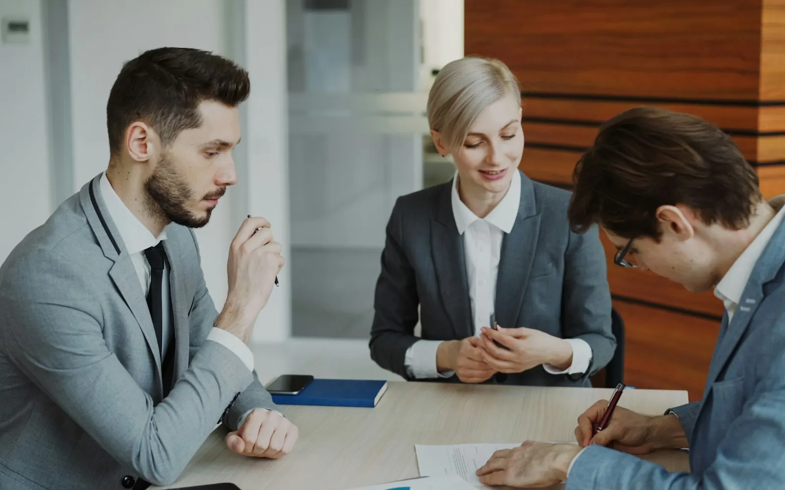 Attorneys meeting in a law office
