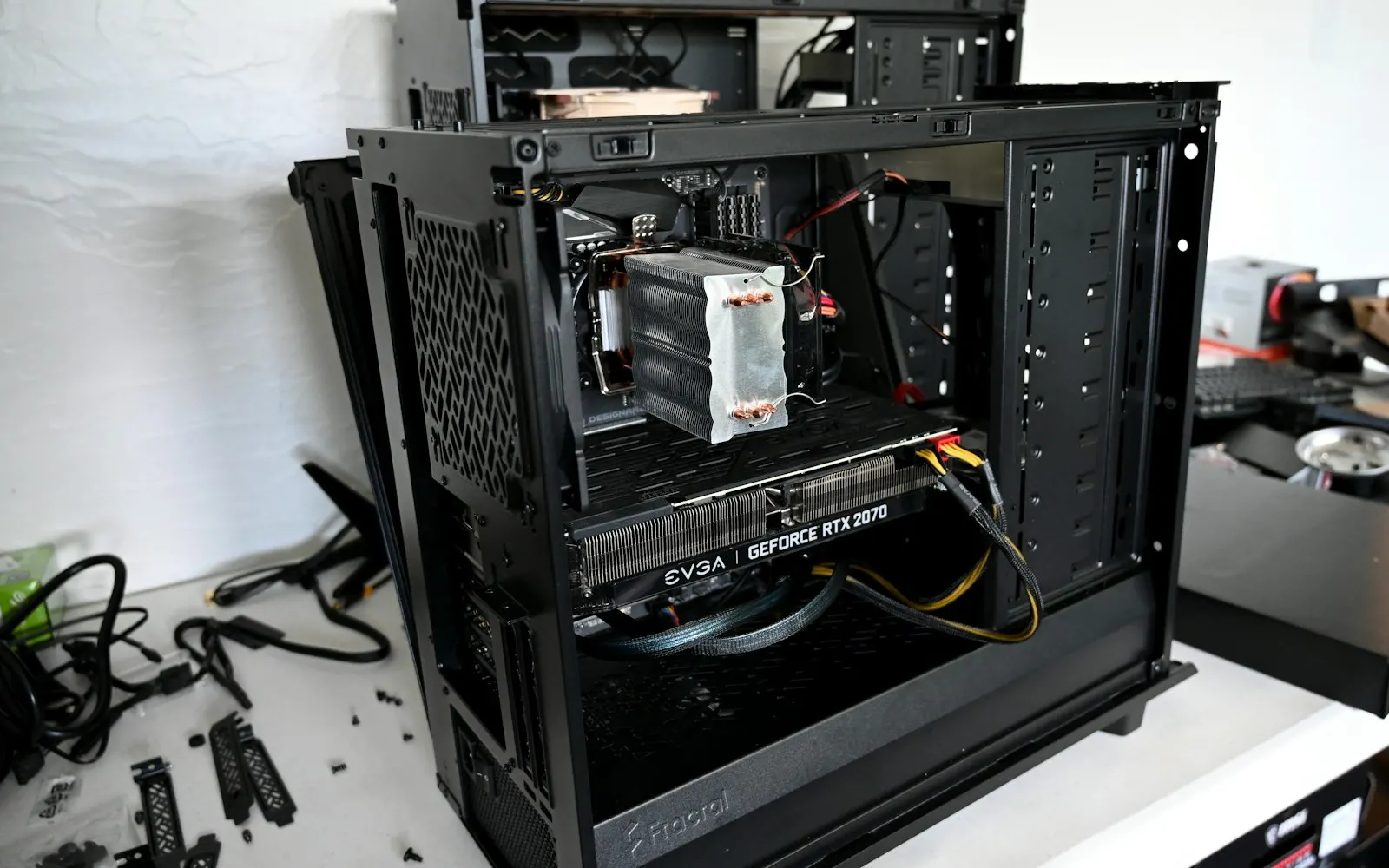 Inside a custom-built PC during service